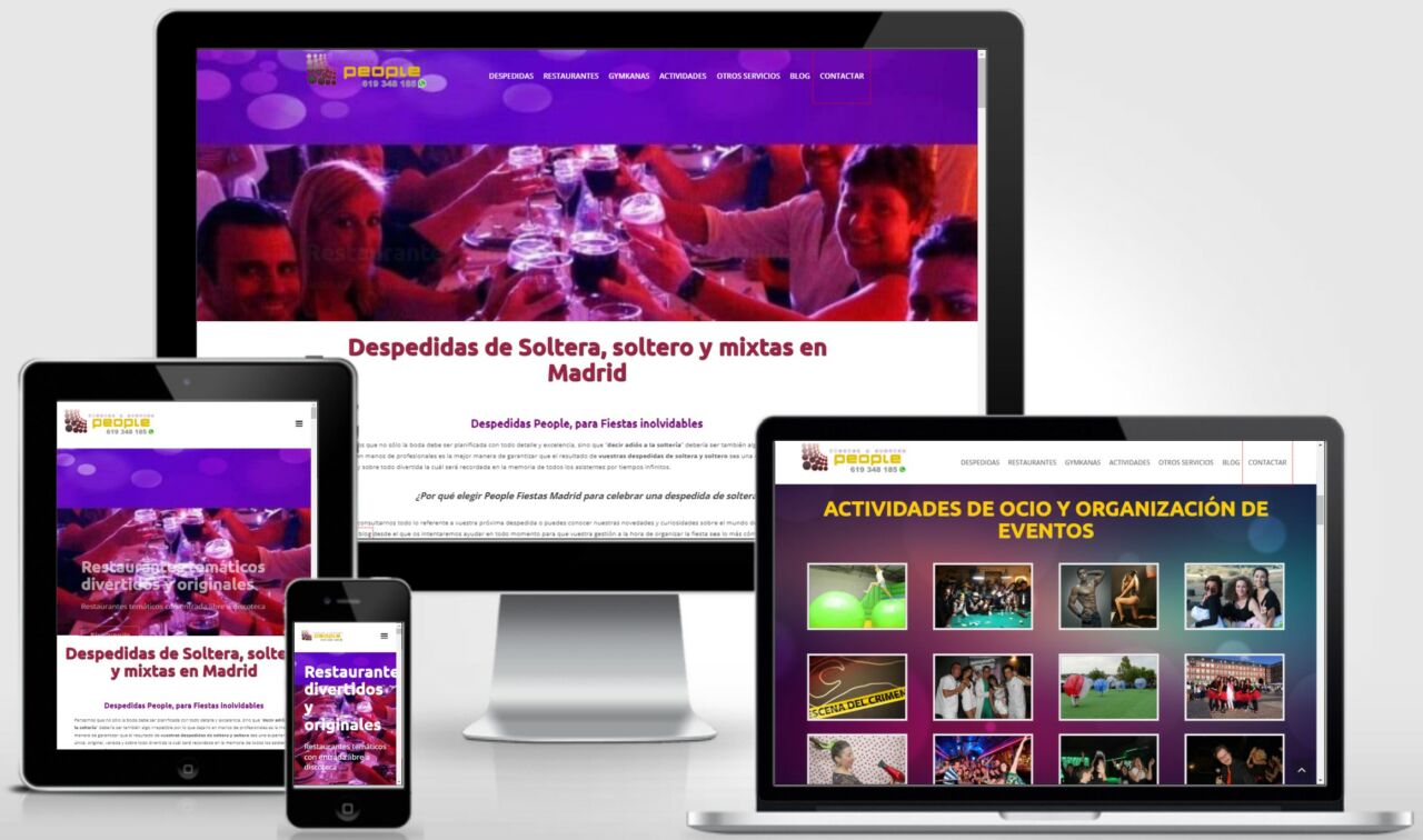 Despedidaspeoplemadrid.es Cliente web sector ocio en Madrid